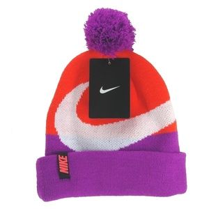 NIKE Pom Pom Knit Beanie sz Y Youth (7/16) Purple